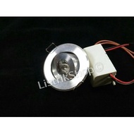 1 Watt Round Silver LED Spot Downlight (Warm White)