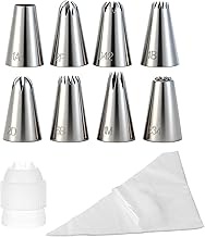 Petal Piping Tips Set with Coupler and 20Pcs Piping Bags, 2C, 2D, 2F, 4B, 853, D66,190, 234, Flower 