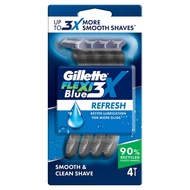 Gillette Blue3X Flexi Refresh Disposable Razor, 4 pack