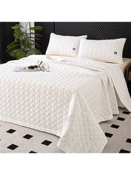 1件白色簡約風格聚酯纖維針跡棉被,多功能床單和夏季棉被,適用於季節,1件棉被,不含枕套