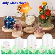 LANSEL Glass cloche Plants Fairy Lights Terrarium Transparent Bottle Jar Wooden base