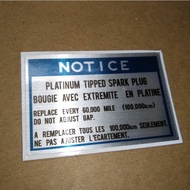 4AGE Toyota valve cover spark plug spec sticker