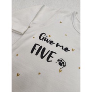 MOM'S HEART Baby GIrl Give Me Five White Shirt and Pink Shorts Set