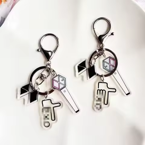 Kpop Idol Astro Ateez IU EXO Three-Piece Acrylic Lightstick Keychain Pendant Accessories Double Side