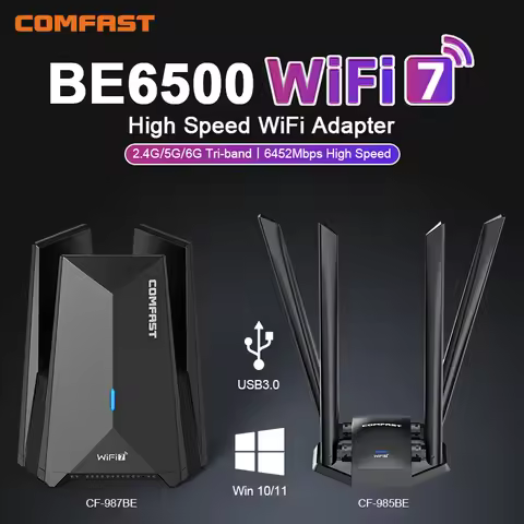 COMFAST BE6500 WiFi7 USB Adapter USB3.0 2.4G&5G&6G Tri-band Dongle 6452Mbps Network Card Free-Drive 