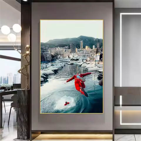 Charles Leclerc F1 Formula 1 Monaco Victory Poster Canvas Home Grand Prix Champion Port Jump Celebra