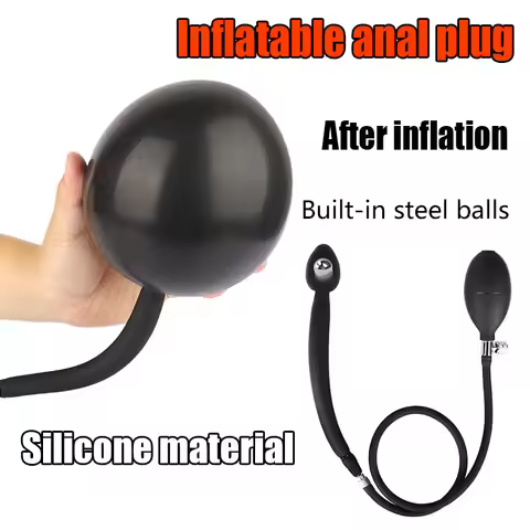 Inflatable Silicone Plug with Pump, Expandable Design, Built-in Steel Balls, Adjustable Pressure, So