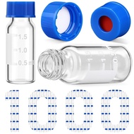 1000 Pcs 2ml Autosampler Vials with Caps Bulk, 9-425 Gc/hplc Sealed Sterile Clear Empty Vials with W