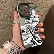 Ins Style High-value Comic Version One Piece Zoro Cartoon Apple Phone Case Shock-resistant Hard Case Suitable for iPhone 15 15pro 15promax 14 13 12 11 pro max 14promax 13promax xr x xs max 7 8 plus 14plus 15plus Protective Phone Case