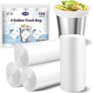 Small Trash Bags 4 Gallon - 108 Count Leakage-Proof 4 Gallon Trash Bag, Small Garbage Bags for Offic