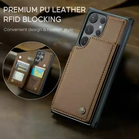 Luxury Flip Card Slot Wallet Leather Stand Case For Samsung Galaxy S25 S24 Ultra S23 FE S22 Plus S21