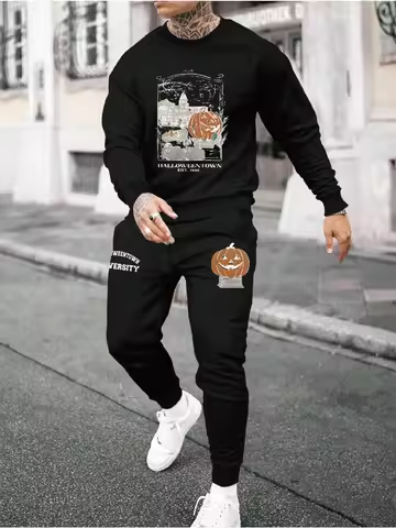 AutumnWinter Christmas Hoodie Pants Set Comfortable Fashion Y2K Outdoor Street Clothing for Men Swea