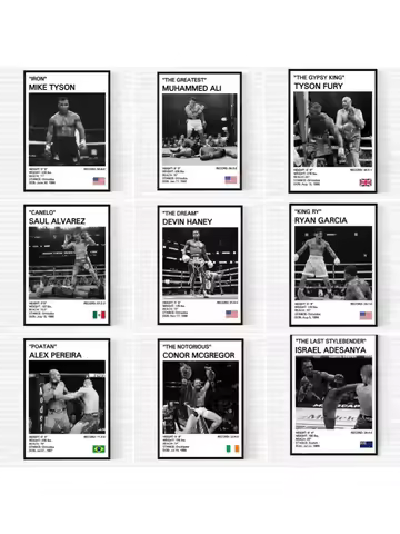 Black and White Boxing Legends Posters Canvas Painting Mike Tyson Poster Picture Living Room Wall Ar
