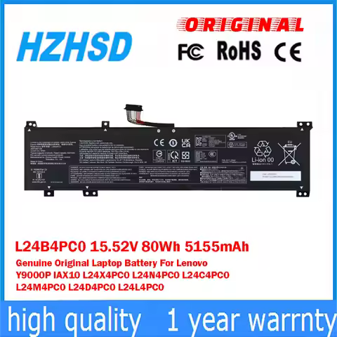 L24B4PC0 15.52V 80Wh 5155mAh Genuine Original Laptop Battery ForLenovo Y9000P IAX10 L24X4PC0 L24N4PC