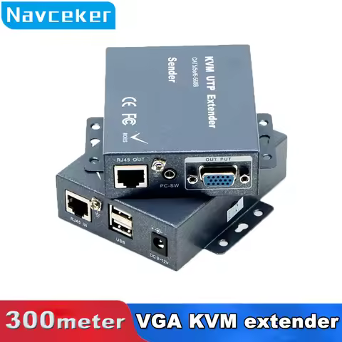 IP Network 1000ft VGA USB KVM Extender Over Cat5/5e/6 Cable 1080P Keyboard Mouse KVM Extender VGA Au