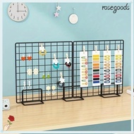 ROSEGOODS Storage Rack, Grid Frame Metal Display Rack, Creative Grid with Base Desktop Stand For Gri