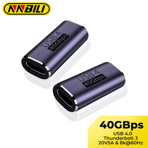 NNBILI USB4.0 Thunderbolt3 40Gbps Type C Female to USB C Female Coupler Adapter For Fast Charger Dat