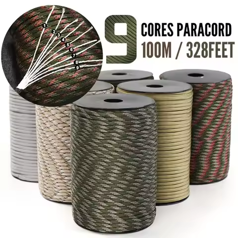 Military Paracord for Outdoor Survival, 9 Strand, 4mm, 650 Paracord, 50m, 100m, Tactical Parachute C