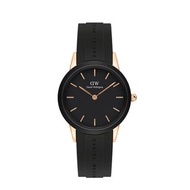 Daniel Wellington DW 手錶 Iconic Motion 32mm躍動黑膠腕錶 玫瑰金框 DW00100426