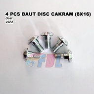 4 PCS BAUT/DISC CAKRAM / BAUD PIRINGAN CAKRAM HONDA 8X16 KUNCI L BEAT/VARIO/SCOOPY