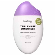 Reject kemasan FACETOLOGY - Triple Care Sunscreen For Acne & Oily Skin SPF 40 PA+++ 40ML Tinted Suns