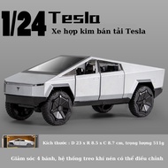 1:24 Tesla Cyber Truck model alloy car model door opening sound and light wind-up back children's to