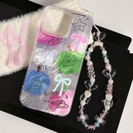 Cute Bow Cartoon Case With Love Chain For Iphone 17 Air 16 Plus 15 14 12 13 11 PRO MAX Casing Protec