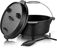 Pre-Seasoned Cast Iron Dutch Oven With Skillet Lid, Leonyo 6Qt Cast Iron Camping Dutch Oven with Lid