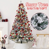 Christmas Tree Snow 4/5/6/7/8/10FT Artificial Christmas Tree Hinged Pine Tree with Metal Stand