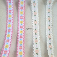 1 yard Flower Ribbon | Floral Embroidery Ribbon | Floral Embroidered Ribbon | Floral Lace Ribbon | L
