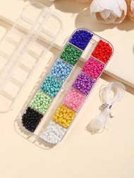 1 Caja De 12 Compartimentos, Cuentas De Semilla De Cristal De Colores De 3mm, Material Para Hacer Joyas Diy, Conjunto Con Herramientas Para Hacer Collares Y Pulseras