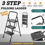 3 Step Extra Wide Anti Slip Foldable Ladder Lightweight Folding Step Stool Sturdy Steel Ladder
