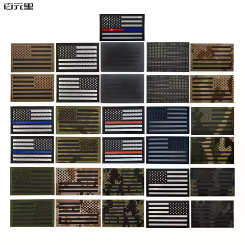 USA AMERICA FLAG PATCH RIGHT ARM LEFT US Army Navy Air Force Reflective Light UNIFORM Patch Glow In 