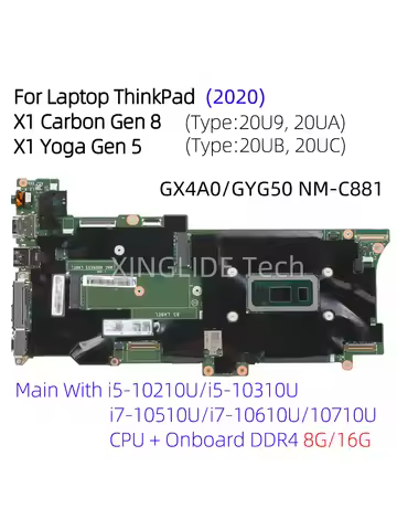 GX4A0/GYG50 NM-C881 For Laptop ThinkPad X1 Carbon Gen 8 Motherboard I5 I7-10th CPU X1 Yoga Gen 5 Not