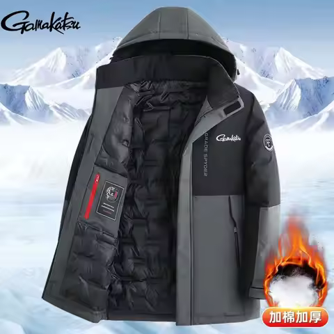 Gamakatsu 2025 New Winter Outdoor Coat Splicing Thickened Men's Cotton Fishing Jacket for Casual War