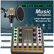 M8 Sound Card 12 Sound Effects Mixer with Noise Reduction Voice Control & Mic Input for K Songs/Stre