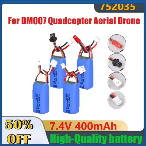 High-Quality 7.4V 400mAh 752035 20C Drone Lithium Battery for DM007 Quadcopter Aerial Drone Fast Shi