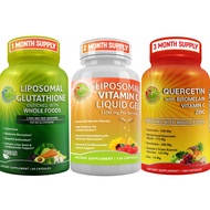 Daily Immune Booster -Liposomal Vitamin C Liquid Gel Capsules - 1100mg bundle up with Liposomal Glut