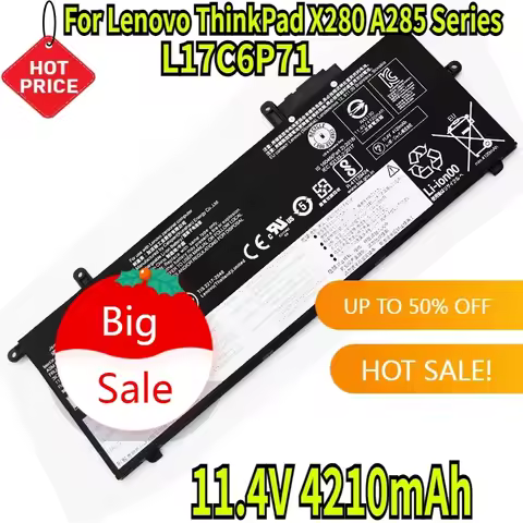 11.4V 4200mAh New L17C6P71 Laptop Battery For Lenovo ThinkPad X280 A285 Series SB10K97619 01AV470 01