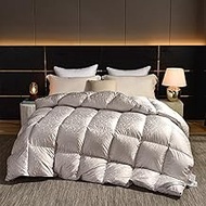 Luxurious King Goose Feathers Down Comforter UltraSoft FillPowerreal Silk+Cotton Goose Down Duvet 13