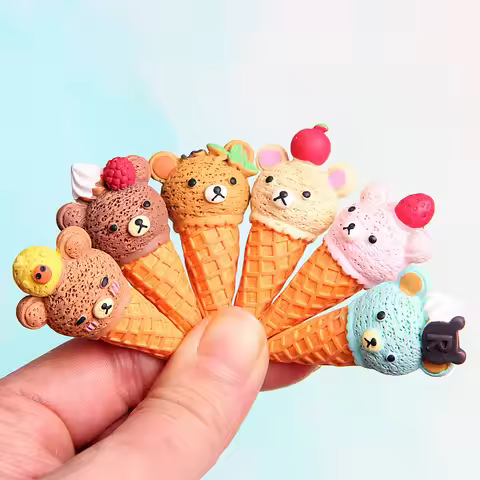 2pcs/lot Cute Scale Miniature Resin Ice Cream Cone Pretend Food For Dollhouse Play Kitchen Food