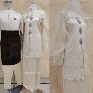 BAJU KEBAYA MODEN LACE NILUFER CREAM | BAJU KEBAYA NIKAH KRIM CREAM | SET NIKAH | BAJU SET COUPLE SE