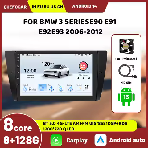4G-LTE Carplay AI 9-inch 2Din Android 12 car multimedia system For BMW 3 Series E90 E91 E92 E93, bui