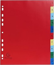 Exacompta - Ref 84E – Box of 20 Polypropylene Tabs with 10 Digitally Printed Indexes from 1 to 10 in