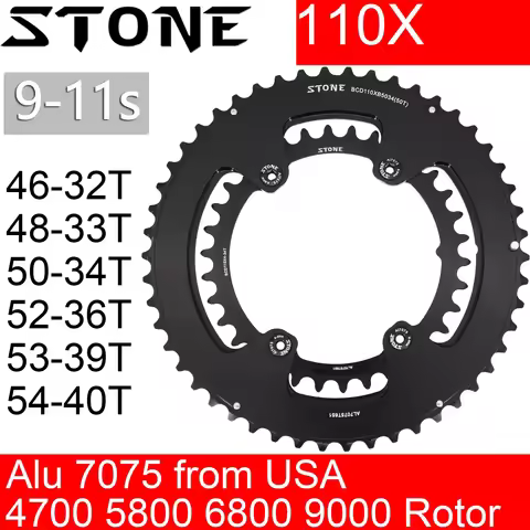 Stone 110bcd Double Chainring for Shimano 105 5800 6800 9000 R7000 R8000 for Rotor 4 Bolt Road Bike 