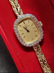 omega 14k gold 歐米茄鑽石英古董錶金錶復古表女錶手表diamond watch