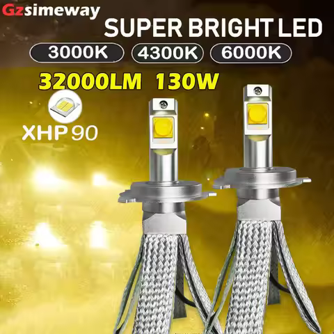 2PCS Fanless HB3 HB4 LED Bulb 3000K H7 H9 H11 H4 HIR2 Car Headlight 4300K 9012 D2H LED Lamp 32000LM 