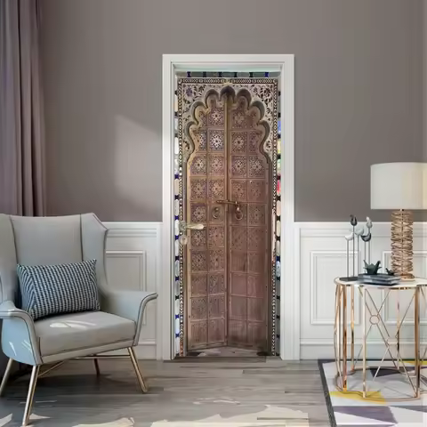 Removable Waterproof Bedroom Porch Imitation Amoxicillin Glass Door Wood Stickers