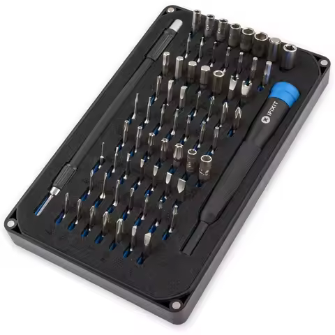 64 Precision Bit Set for Electronics Repair - iFixit Mako Driver Kit with Magnetic Handle and Portab