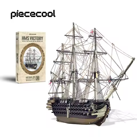 Piececool 3D Metal Puzzles HMS Victory Ship Model Jigsaw Set Assembly Model Kits for Adult Brain Tea